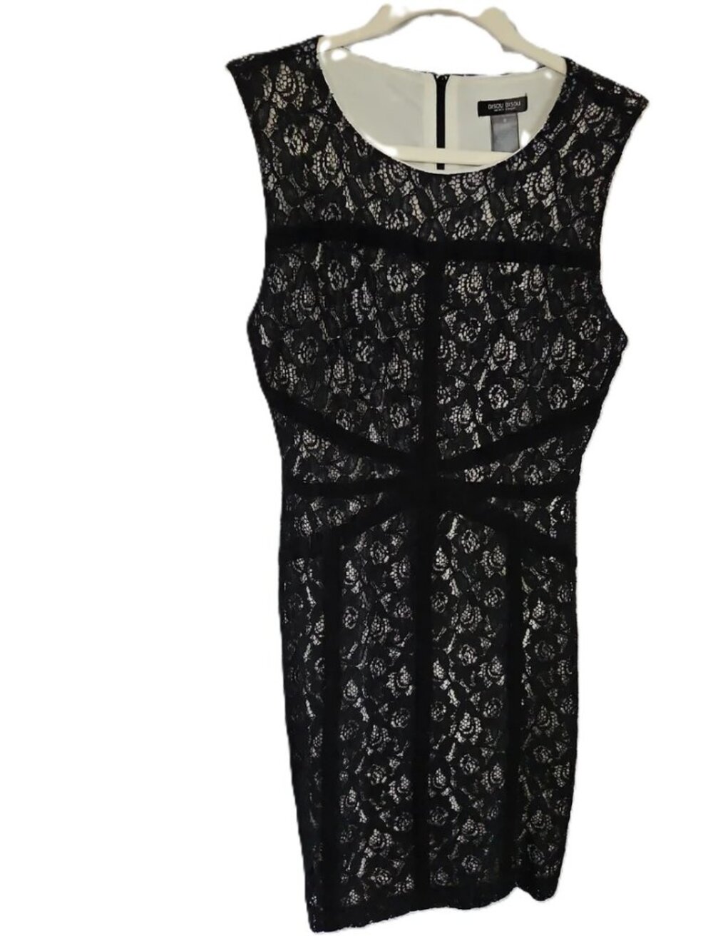 Bisou Bisou Black Lace Mini Dress with Cream Lining - Size 6